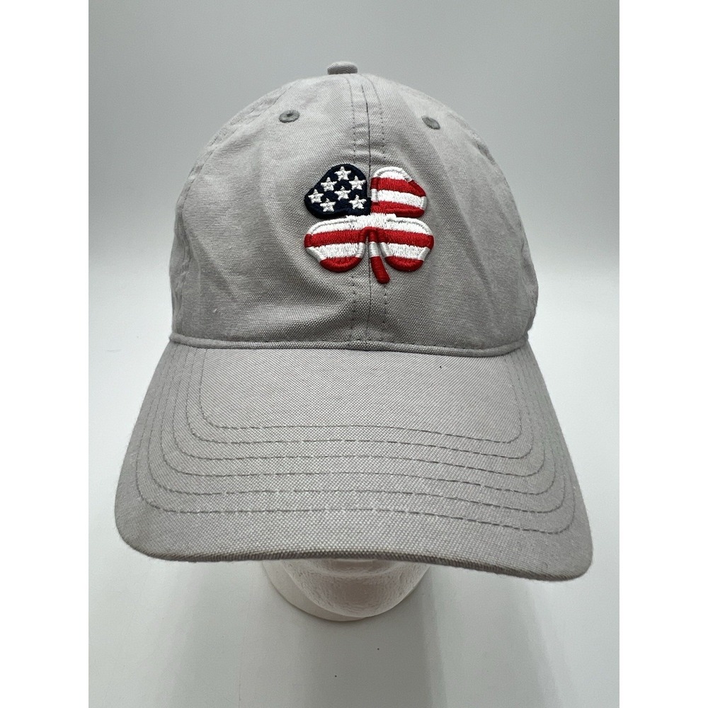 Black Clover USA Flag Clover Gray Adjustable Strapback Hat Cap